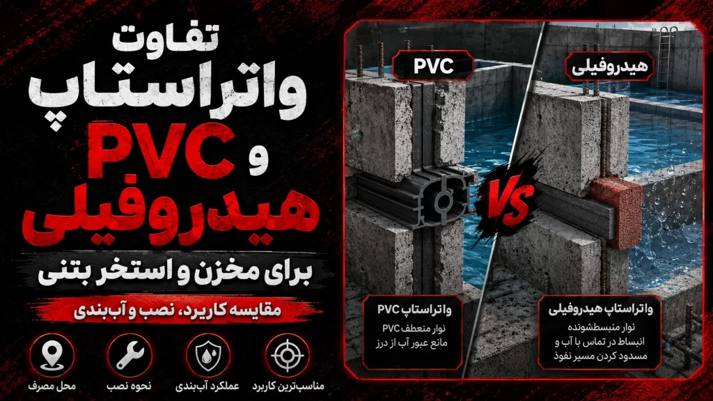 تفاوت واتراستاپ PVC و هیدروفیلی برای مخزن و استخر بتنی