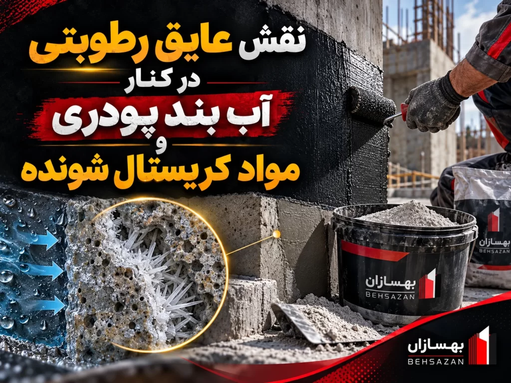 تفاوت آب بند پودری بتن و مواد کریستال شونده چیست؟ مقایسه عملکرد و کاربرد 3 نقش عایق رطوبتی در کنار آب بند پودری و مواد کریستال شونده